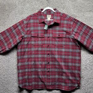 L.L.Bean Men's Maritime Red Chamois Plaid Flannel Shirt XXL Traditional Fit‎ NWT